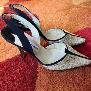 Vintage Manolo Blahnik Black and Cream Heels